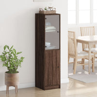 Thumbnail for Highboard mit Glastür Braun Eichen-Optik 35x37x142 cm