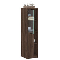 Thumbnail for Highboard mit Glastür Braun Eichen-Optik 35x37x142 cm