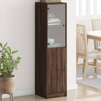 Thumbnail for Highboard mit Glastür Braun Eichen-Optik 35x37x142 cm