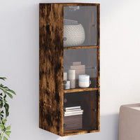 Thumbnail for Wandschrank mit Glastüren Räuchereiche 35x37x100 cm