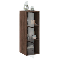Thumbnail for Wandschrank mit Glastüren Braun Eichen-Optik 35x37x100 cm