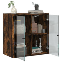 Thumbnail for Wandschrank mit Glastüren Räuchereiche 68x37x68,5 cm