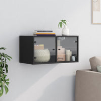 Thumbnail for Wandschrank mit Glastüren Schwarz 68,5x37x35 cm