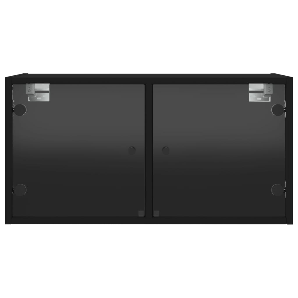Wandschrank mit Glastüren Schwarz 68,5x37x35 cm