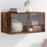 Thumbnail for Wandschrank mit Glastüren Räuchereiche 68,5x37x35 cm