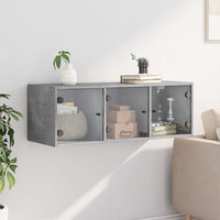 Thumbnail for Wandschrank mit Glastüren Betongrau 102x37x35 cm