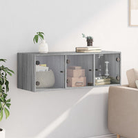 Thumbnail for Wandschrank mit Glastüren Grau Sonoma 102x37x35 cm
