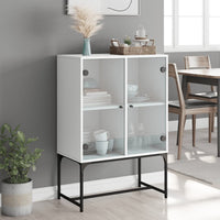 Thumbnail for Beistellschrank mit Glastüren Weiß 69x37x100 cm