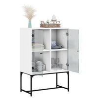Thumbnail for Beistellschrank mit Glastüren Weiß 69x37x100 cm