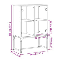 Thumbnail for Beistellschrank mit Glastüren Weiß 69x37x100 cm