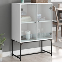Thumbnail for Beistellschrank mit Glastüren Weiß 69x37x100 cm