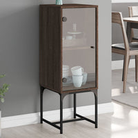 Thumbnail for Beistellschrank mit Glastür Braun Eichen-Optik 35x37x100 cm