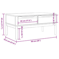 Thumbnail for Couchtisch FLORO Wachsbraun 99x55,5x45 cm Massivholz Kiefer