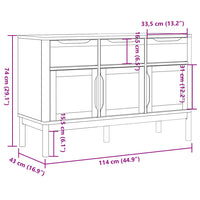 Thumbnail for Sideboard FLORO Weiß 114x43x74 cm Massivholz Kiefer
