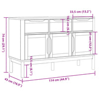 Thumbnail for Sideboard FLORO Grau 114x43x74 cm Massivholz Kiefer