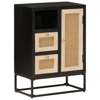 Thumbnail for Sideboard Schwarz 55x30x76 cm Massivholz Mango und Eisen
