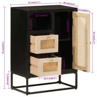 Thumbnail for Sideboard Schwarz 55x30x76 cm Massivholz Mango und Eisen