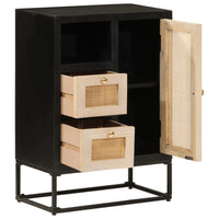 Thumbnail for Sideboard Schwarz 55x30x76 cm Massivholz Mango und Eisen