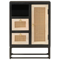 Thumbnail for Sideboard Schwarz 55x30x76 cm Massivholz Mango und Eisen