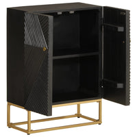 Thumbnail for Sideboard Schwarz 55x30x76 cm Massivholz Mango und Eisen
