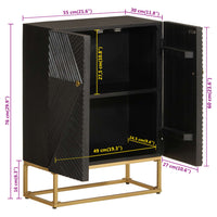 Thumbnail for Sideboard Schwarz 55x30x76 cm Massivholz Mango und Eisen