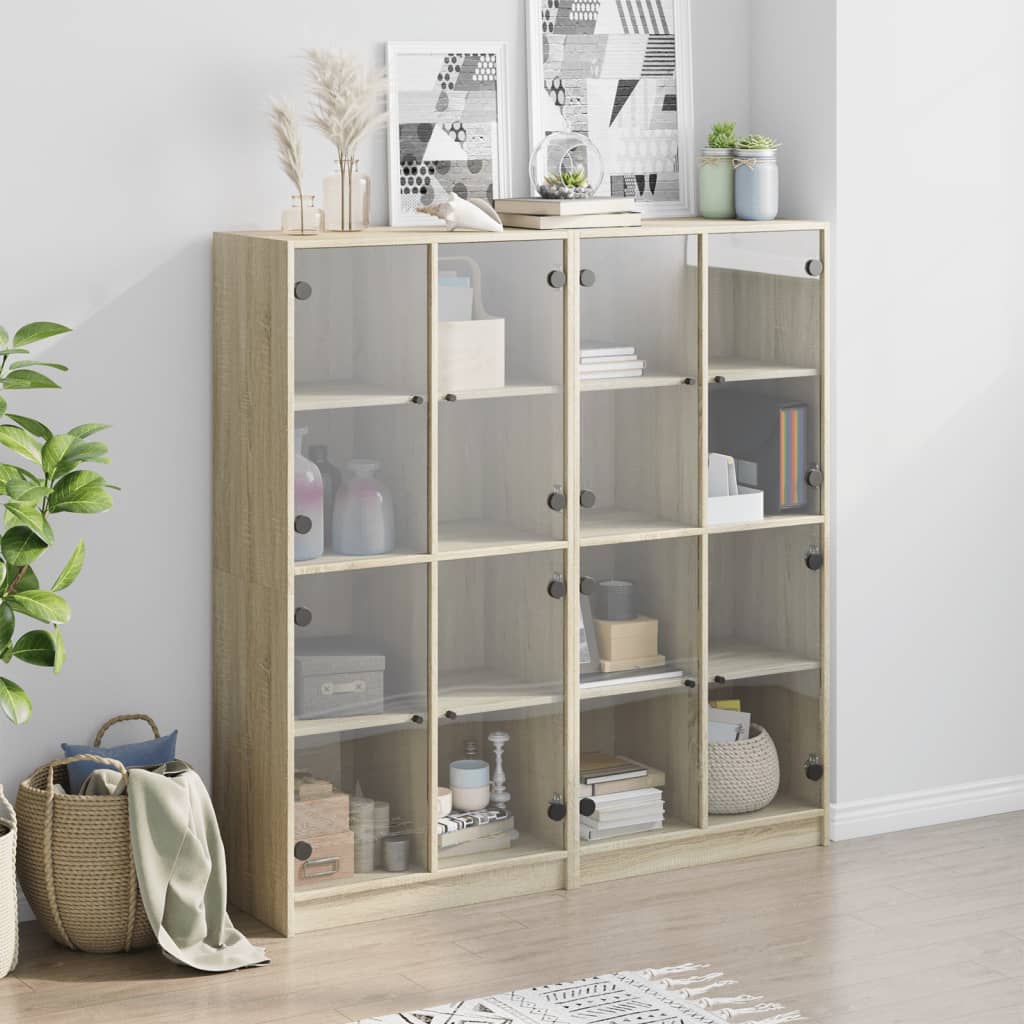 Bücherschrank mit Türen Sonoma-Eiche 136x37x142cm Holzwerkstoff