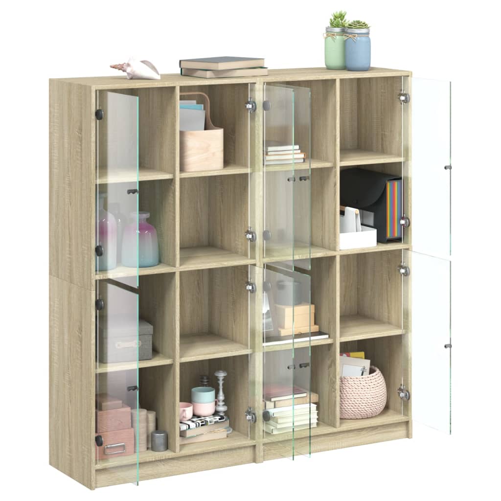 Bücherschrank mit Türen Sonoma-Eiche 136x37x142cm Holzwerkstoff