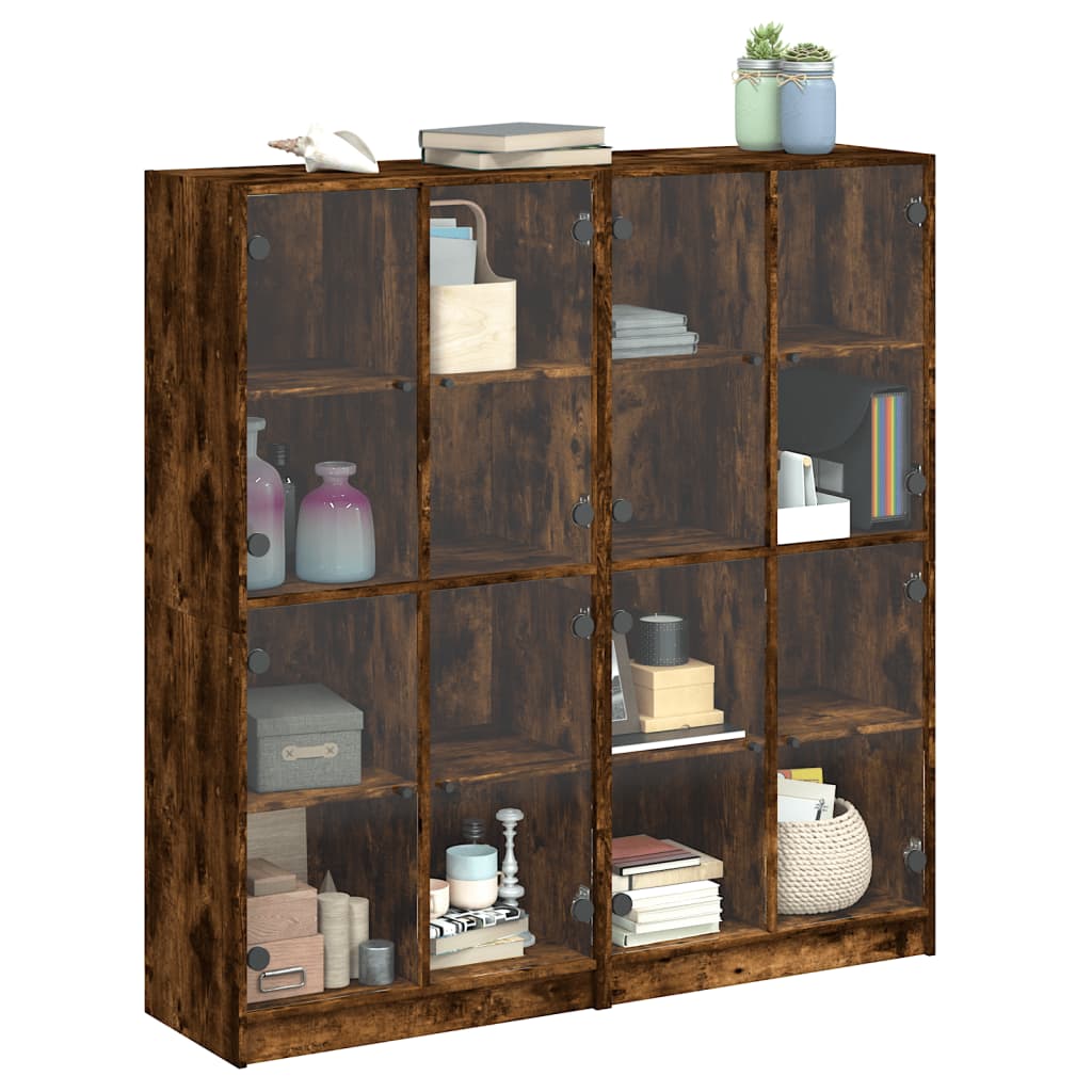 Bücherschrank mit Türen Räuchereiche 136x37x142cm Holzwerkstoff