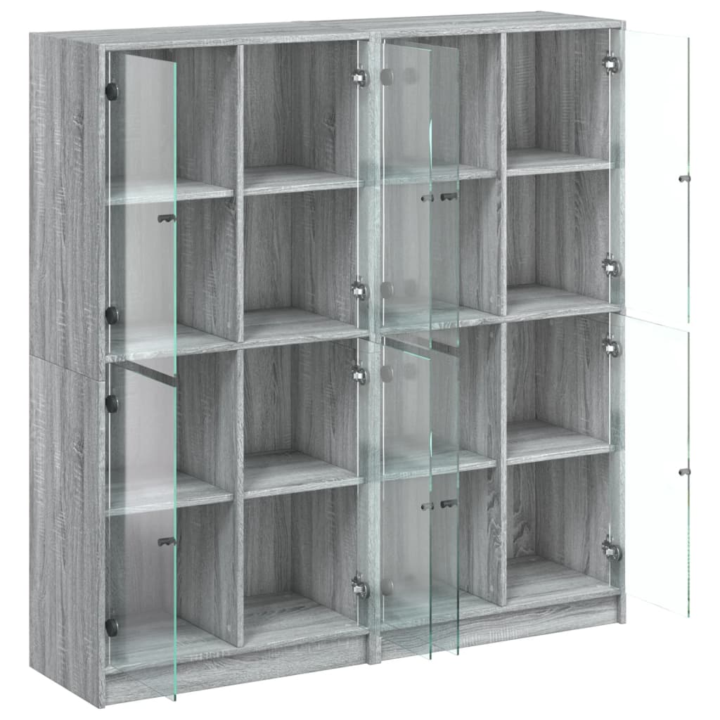 Bücherschrank mit Türen Grau Sonoma 136x37x142 cm Holzwerkstoff