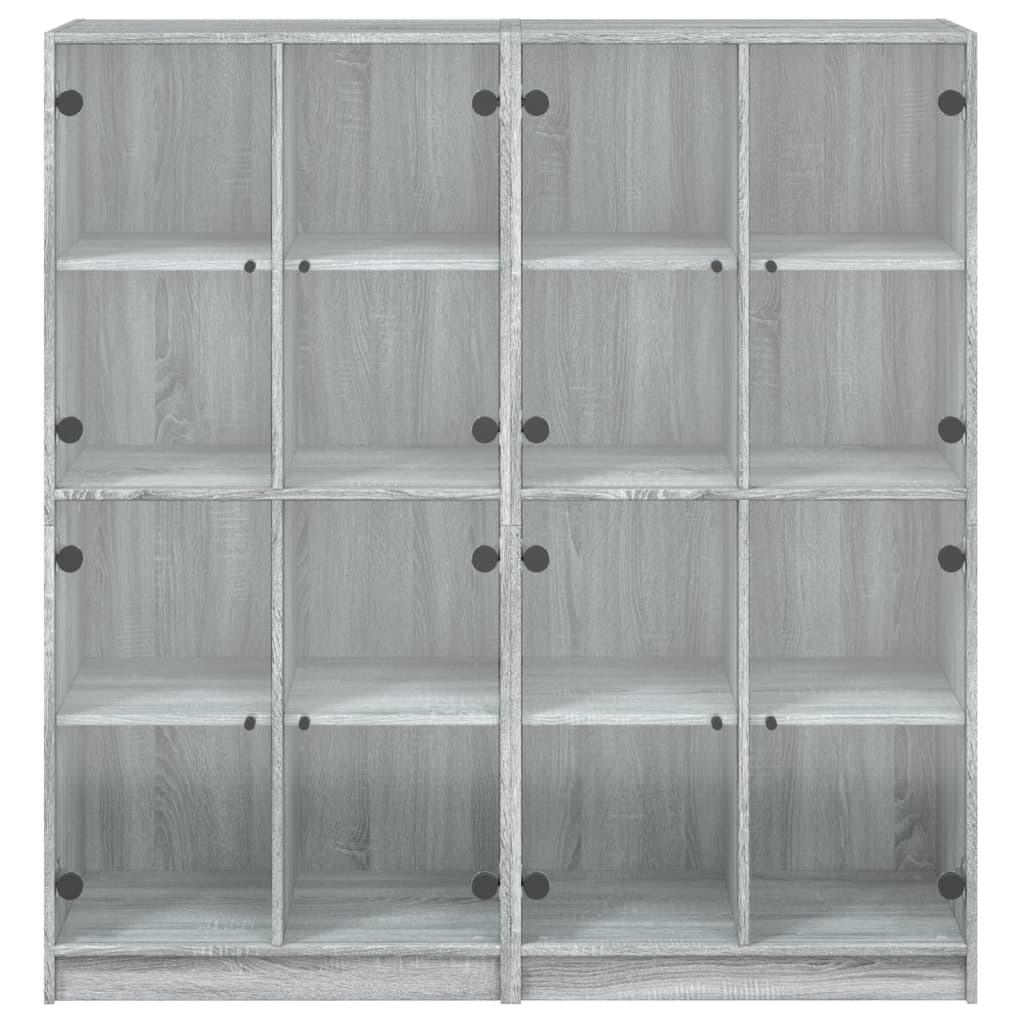 Bücherschrank mit Türen Grau Sonoma 136x37x142 cm Holzwerkstoff