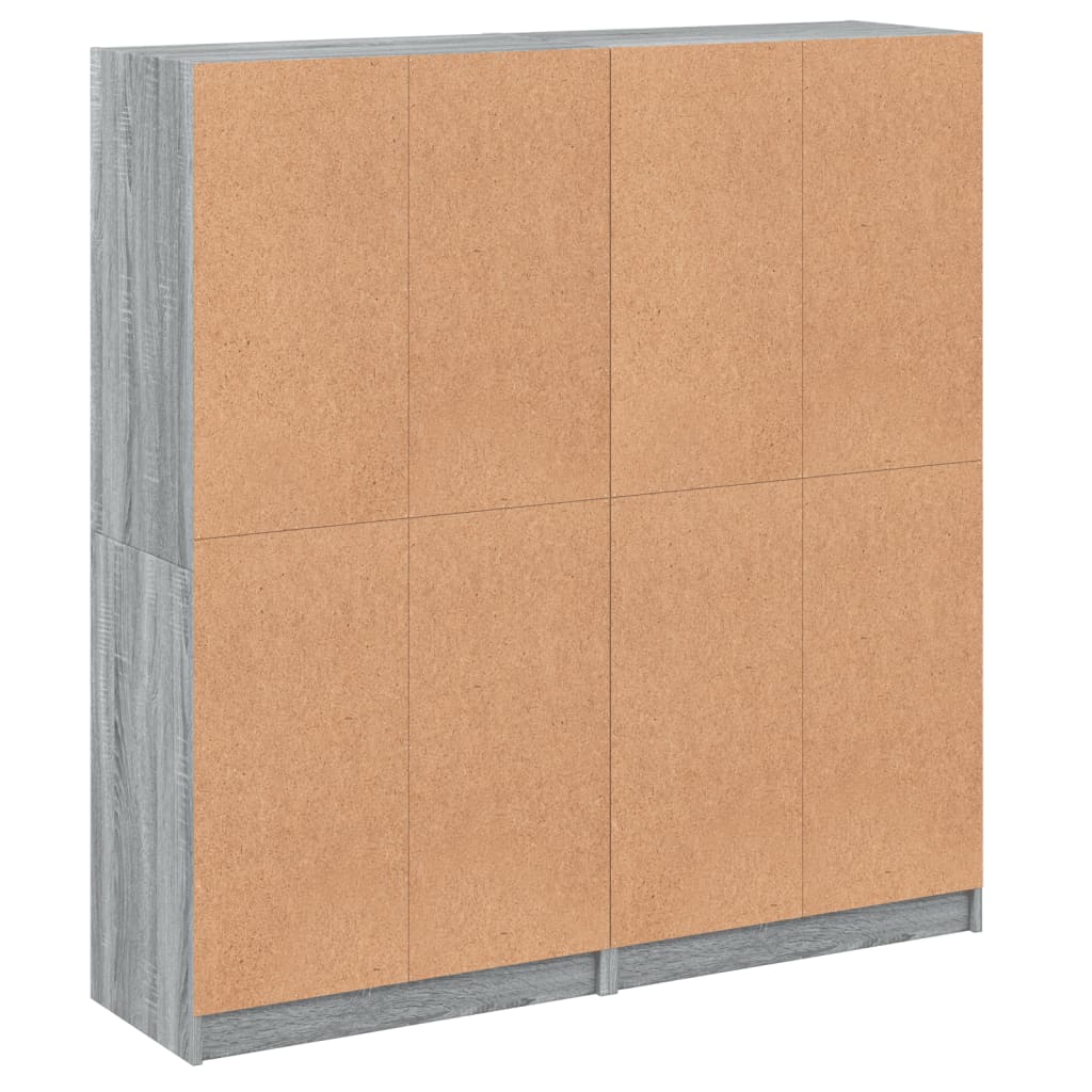 Bücherschrank mit Türen Grau Sonoma 136x37x142 cm Holzwerkstoff