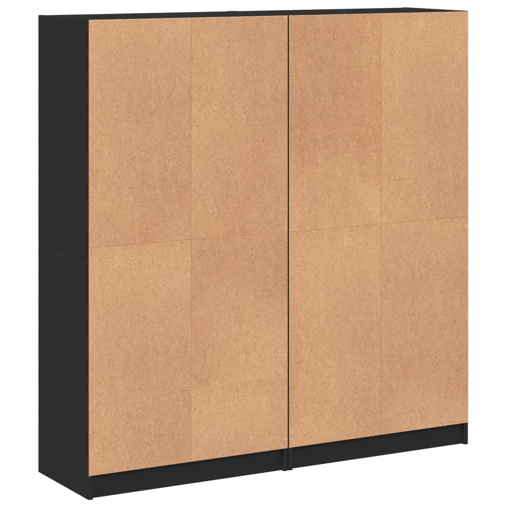 Bücherschrank mit Türen Schwarz 136x37x142 cm Holzwerkstoff