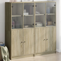 Thumbnail for Bücherschrank mit Türen Sonoma-Eiche 136x37x142cm Holzwerkstoff