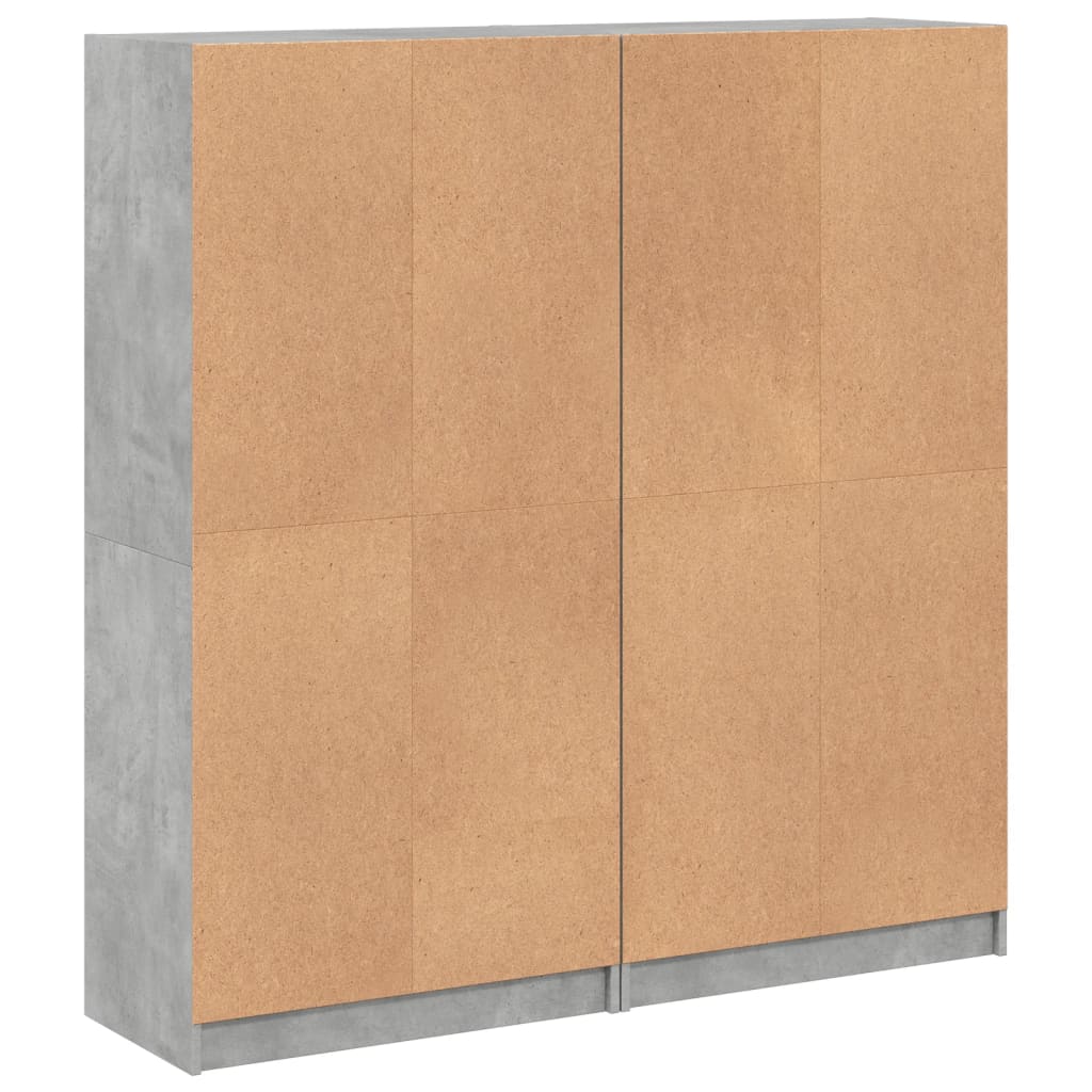 Bücherschrank mit Türen Betongrau 136x37x142 cm Holzwerkstoff