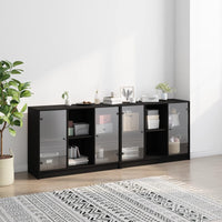 Thumbnail for Bücherschrank mit Türen Schwarz 204x37x75 cm Holzwerkstoff