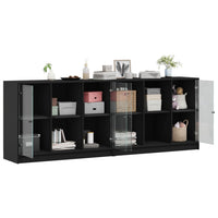 Thumbnail for Bücherschrank mit Türen Schwarz 204x37x75 cm Holzwerkstoff