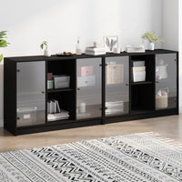 Thumbnail for Bücherschrank mit Türen Schwarz 204x37x75 cm Holzwerkstoff