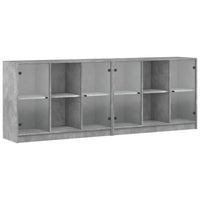 Thumbnail for Bücherschrank mit Türen Betongrau 204x37x75 cm Holzwerkstoff
