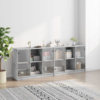 Thumbnail for Bücherschrank mit Türen Betongrau 204x37x75 cm Holzwerkstoff