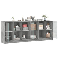 Thumbnail for Bücherschrank mit Türen Betongrau 204x37x75 cm Holzwerkstoff