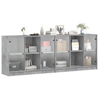 Thumbnail for Bücherschrank mit Türen Betongrau 204x37x75 cm Holzwerkstoff