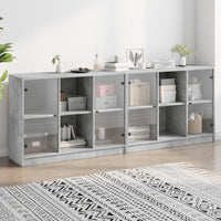 Thumbnail for Bücherschrank mit Türen Betongrau 204x37x75 cm Holzwerkstoff