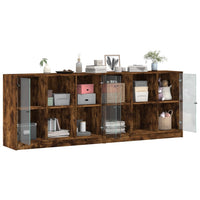 Thumbnail for Bücherschrank mit Türen Räuchereiche 204x37x75 cm Holzwerkstoff