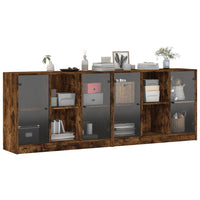 Thumbnail for Bücherschrank mit Türen Räuchereiche 204x37x75 cm Holzwerkstoff