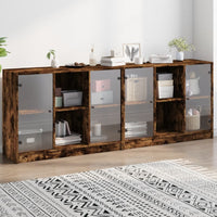 Thumbnail for Bücherschrank mit Türen Räuchereiche 204x37x75 cm Holzwerkstoff