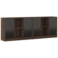 Thumbnail for Bücherschrank mit Türen Braun Eichen-Optik 204x37x75 cm