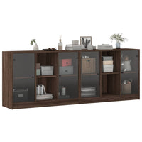 Thumbnail for Bücherschrank mit Türen Braun Eichen-Optik 204x37x75 cm
