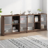 Thumbnail for Bücherschrank mit Türen Braun Eichen-Optik 204x37x75 cm