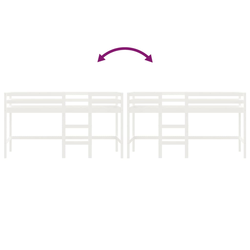 Kinderhochbett mit Leiter Weiß 80x200 cm Massivholz Kiefer