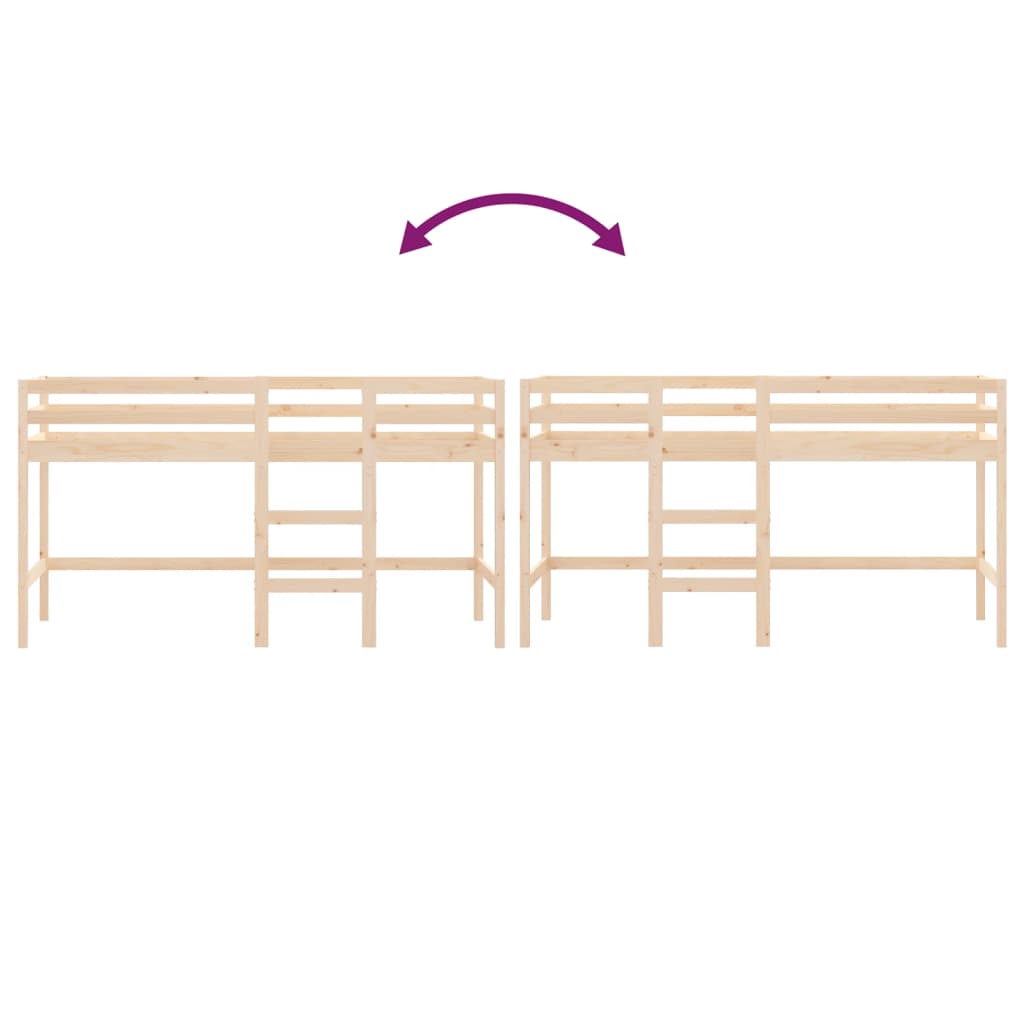 Kinderhochbett mit Leiter 90x200 cm Massivholz Kiefer